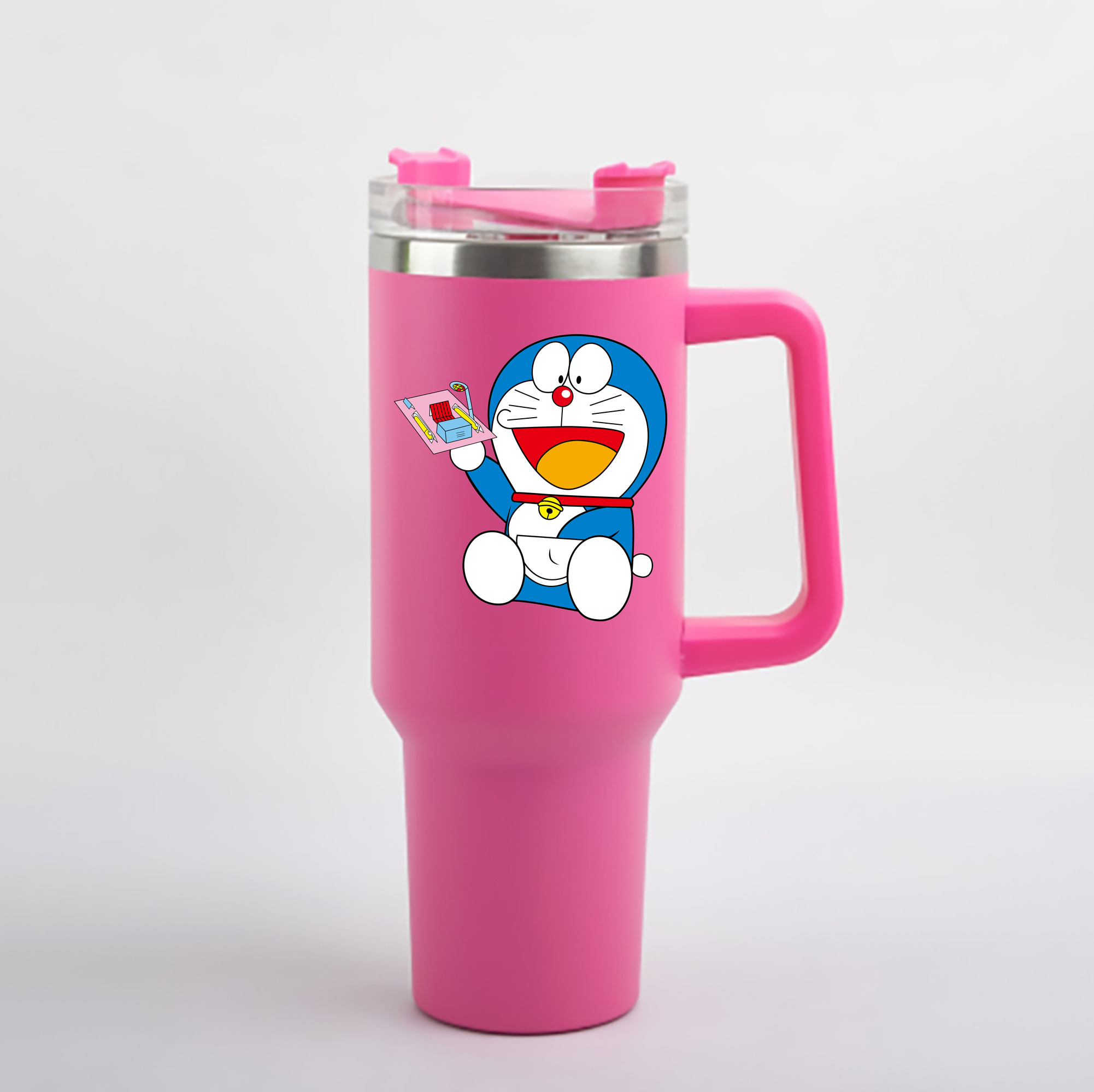 （画像用） ドラえもん Doraemon 1200mL車用タンブラー - クリスタルステッカー（プラスチックストロー付き）